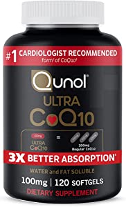 CoQ10 100mg Softgels - Qunol Ultra 3x Better Absorption Coenzyme Q10 Supplements - Antioxidant Supplement For Vascular And Heart Health & Energy Production - 4 Month Supply - 120 Count