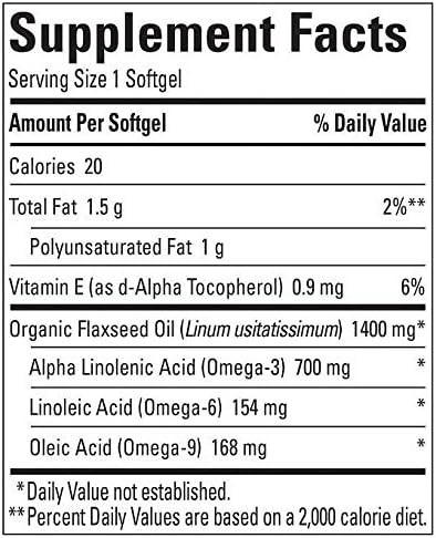 Nature Made Organic Flaxseed Oil, Omega-3-6-9 for Heart Health, 1400 mg, Liquid Softgels - 300 Count