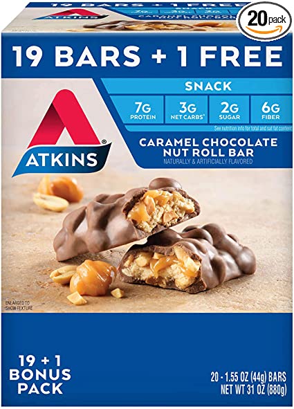 Atkins Snack Bar, Caramel Chocolate Nut Roll, Keto Friendly