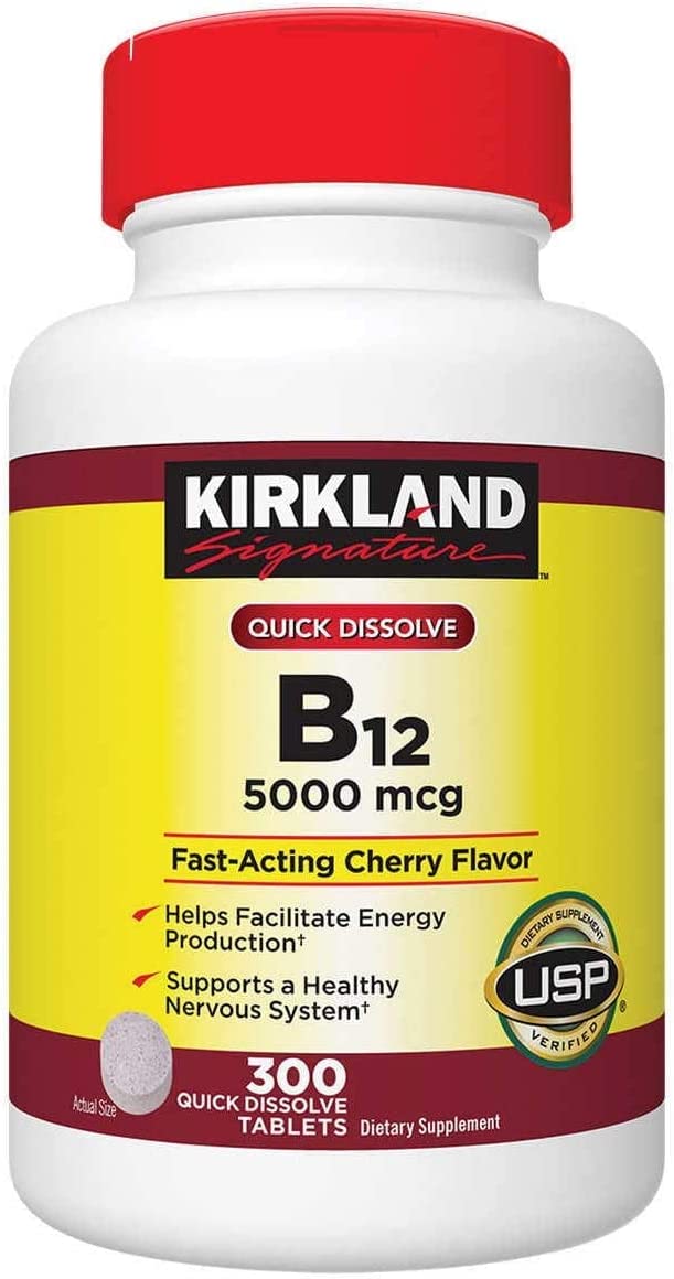 Kirkland Signature – Daily Multi 500 Tablets AND Vitamin B12 5000mcg Fast-Acting, Cherry Flavor 300 Tablets, BUNDLE (2 Bottles)