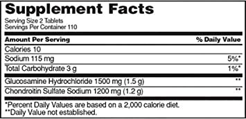Kirkland-Signature Extra Strength Glucosamine 1500mg/Chondroitin 1200mg Sulfate - 220 Tablets