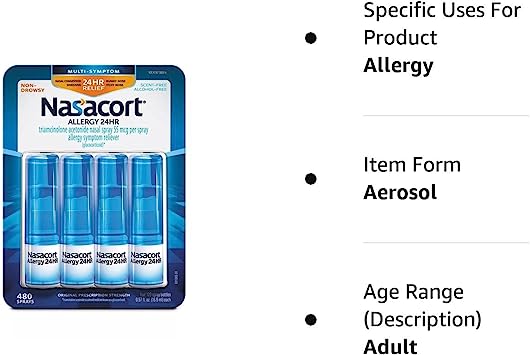 Nasacort Allergy 24 Hour, 0.57 Fluid Ounce, 4 Pack 120 Sprays