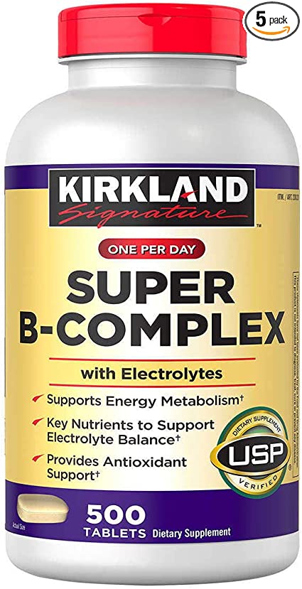 Kirkland Signature xewQIL One Per Day Super B-Complex with Electrolytes, 500 Tablets (5 Pack)