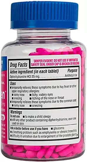 Member's Mark Diphenhydramine HCl 25 Mg Allergy Medicine and Antihistamine Compare to Active Ingredient of Benadryl® Allergy Generic