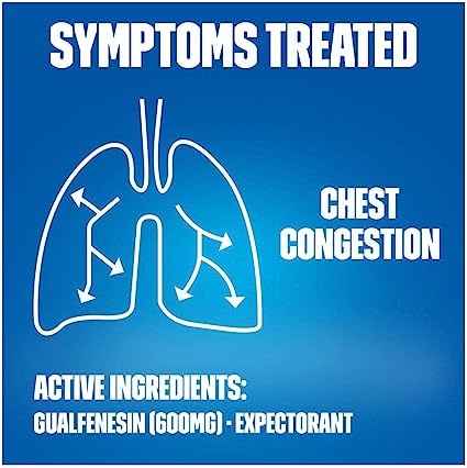 Mucinex 12 Hour Maximum Strength Chest Congestion Expectorant Tablets, 600mg Guaifenesin with Extended Relief, Pack of 1, 120 Count