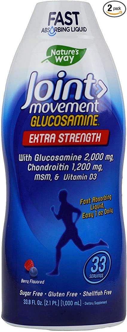 Nature's Way Extra Strength Joint Movement Glucosamine Natural Berry Flavor 33.8 fl oz ea (2-Pack)
