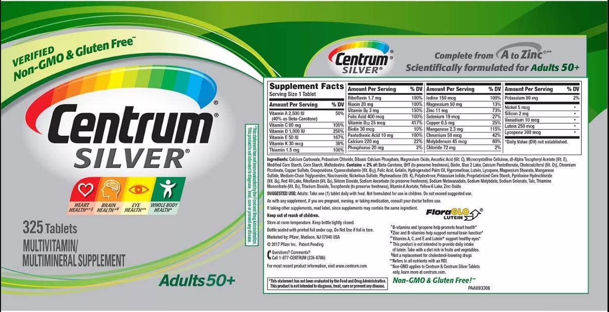 Centrum Silver Adults 50+ 325 Tablets