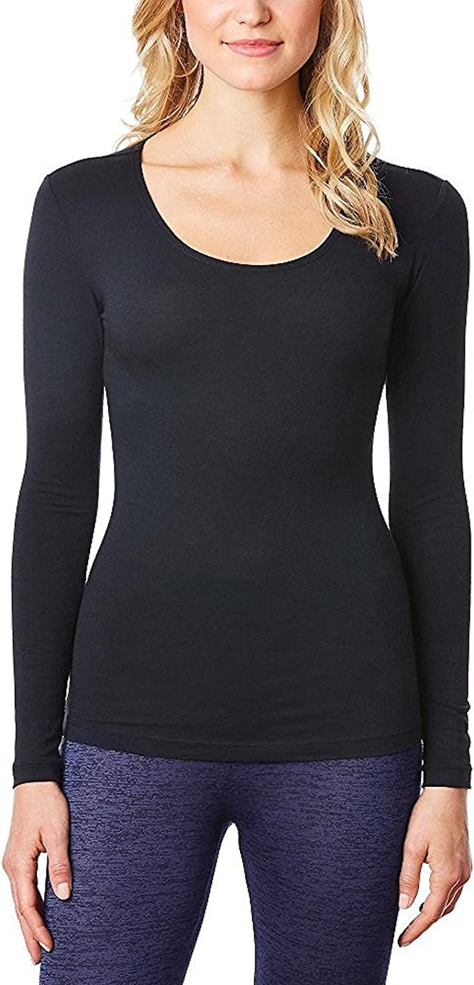 Womens 32 Degrees Heat Thermal Base Scoop Neck Shirt Long Sleeve
