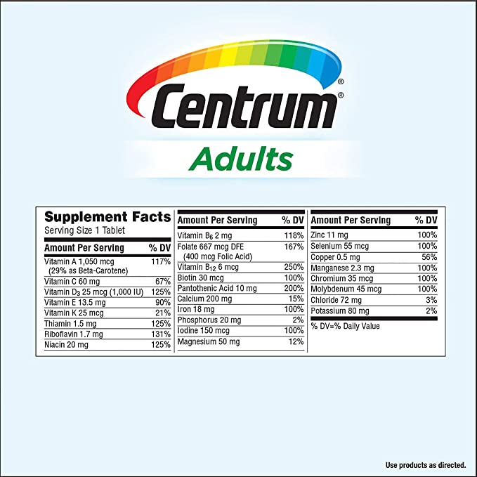 Centrum Adults Multivitamin Multimineral Supplement: 425 Tablets