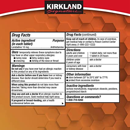 Kirkland Signature, Non Drowsy bvkMj Allerclear 365 Count