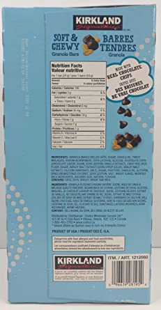 Kirkland Soft & Chewy Granola Bars, 64 Bars x 24g each, 1.5kg/3.4 lb Box, Imported from Canada}