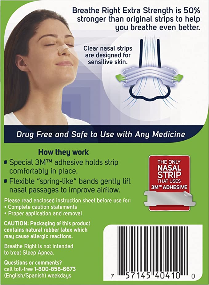 Breathe Right Extra Strength Clear Nasal Strips Value Pack (44ct)
