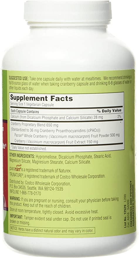 Trunature One Per Day Cranberry 650 mg, 140 Vegetarian Capsules