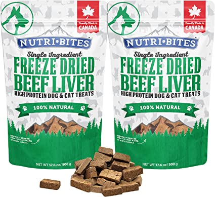 Nutri Bites Freeze Dried Liver Treats for Dogs & Cats - High-Protein Single Ingredient Freeze Dried Dog Treats, Beef Liver - Grain Free, Easy to Digest