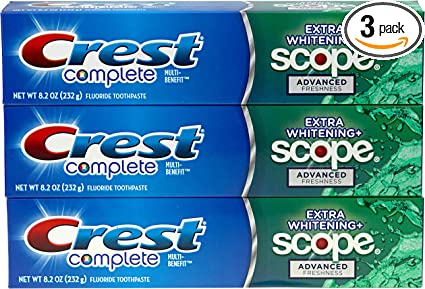 Crest Complete Multienefit Toothpaste Extra Whitening Plus Scope 8.2 Oz (Pack of 5)