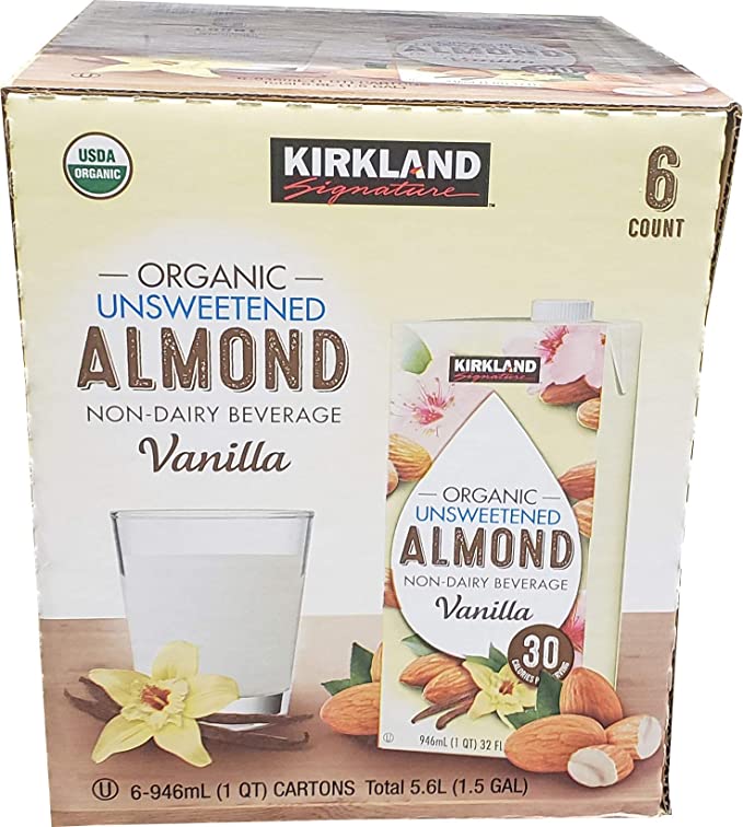 Kirkland Signature Organic Almond Unswtd Beverage, 192 fl. oz., Set of 3 (3x 6 count)