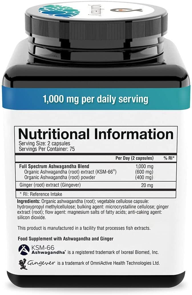 EBAT Organic KSM-66 Ashwagandha 1000mg - Help Support A Healthy Stress Response,150 Capsules,Bonus 1 Packet of Envisionary Easy Sleep, 150 Count (Pack of 1)