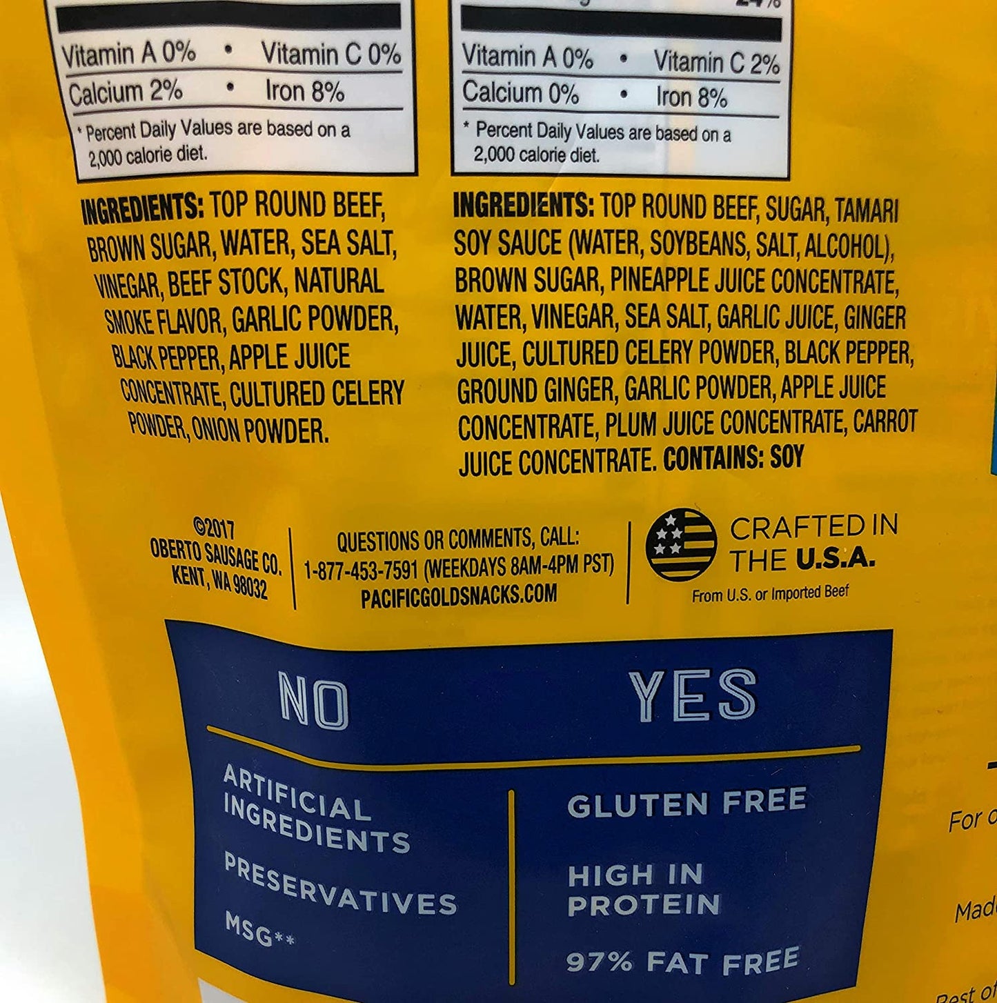 Pacific Gold Beef Jerky Original & Teriyaki, 12 Count Per Bag