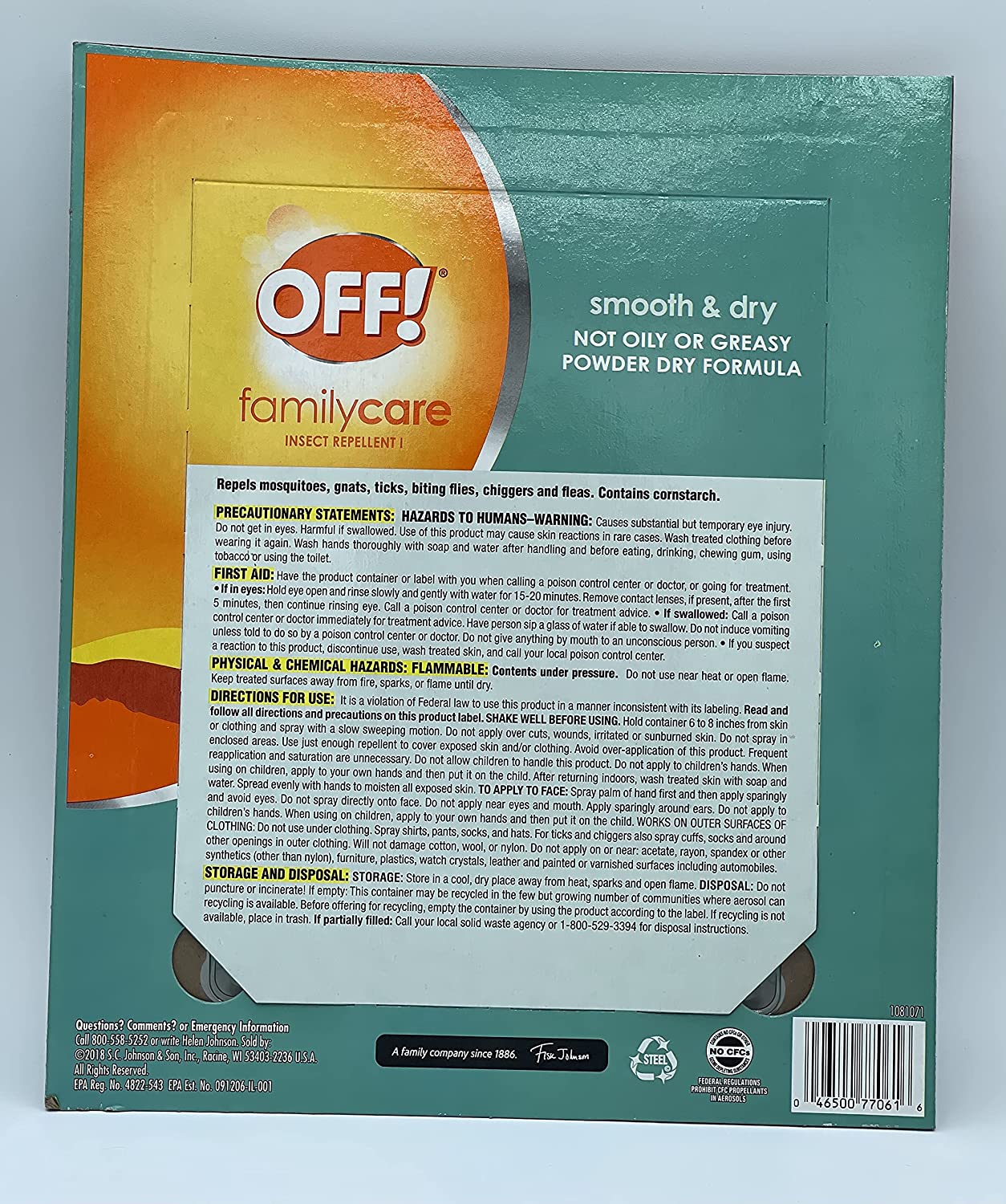OFF! FamilyCare Insect Repellent Smooth & Dry 6 Ounce, 3 Count