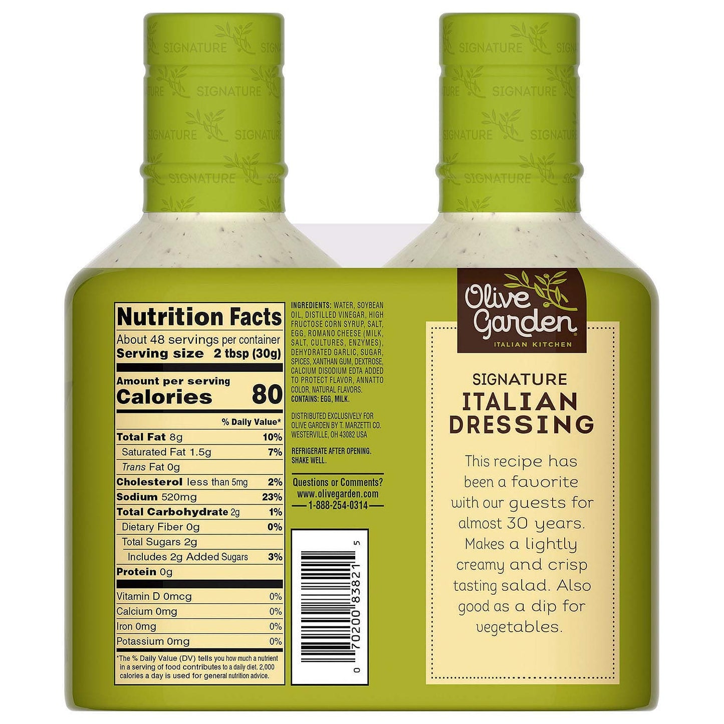 Olive Garden Signature Italian Dressing - Family Size 2 Pack (24 oz Ea)
