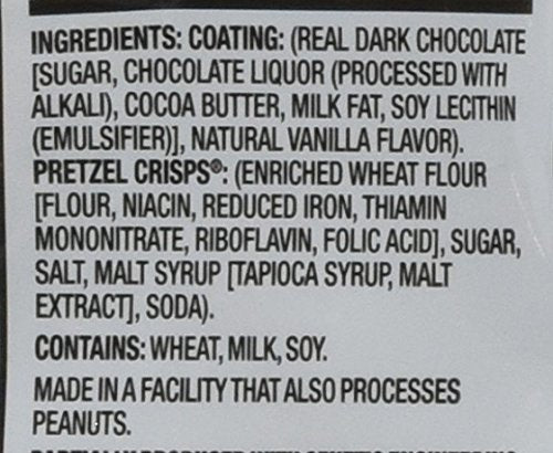 Snack Factory Pretzel Crisps Dark Chocolate Covered Pretzels, Large Bag, 18 Ounce