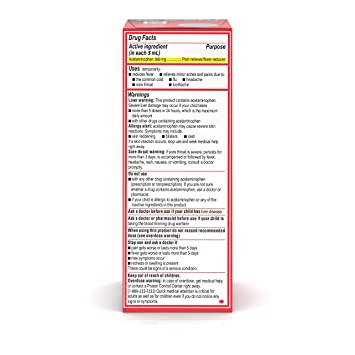 Tylenol Children's Pain Reliever/fever Reducer Oral Suspension Liquid, Cherry Flavor, 4 Oz - 2 Pack