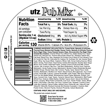 Utz Pub Mix - 44 Ounce Barrel - Savory Snack Mix