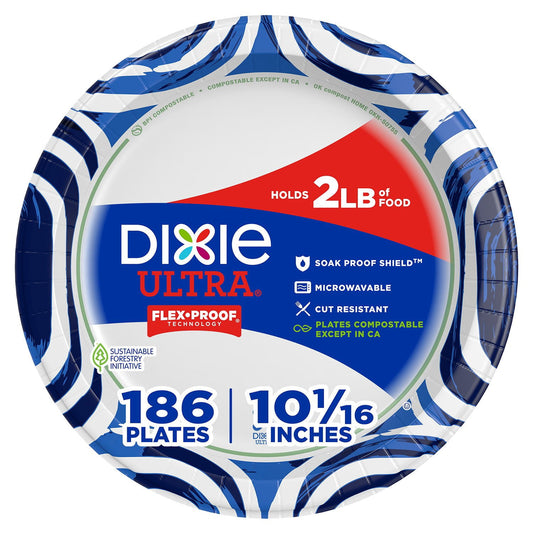 Dixie Ultra Heavyweight Dinner Paper Plates, 10", 186 ct.