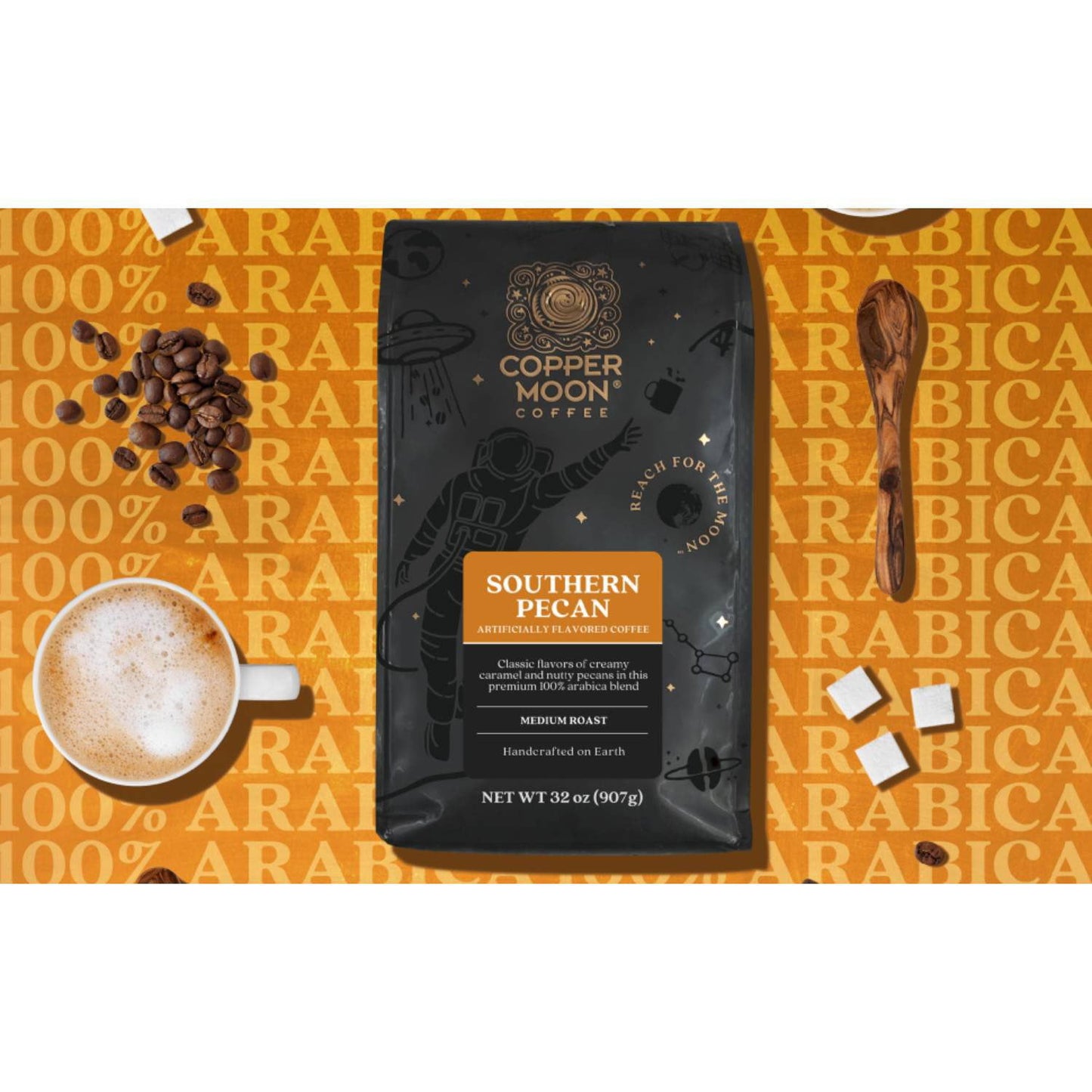 Copper Moon Coffee Medium Roast Whole Bean Coffee, Southern Pecan, 32 oz.
