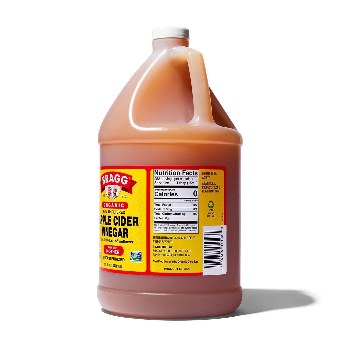 Bragg Organic Raw Unfiltered Apple Cider Vinegar, 128 fl. oz.
