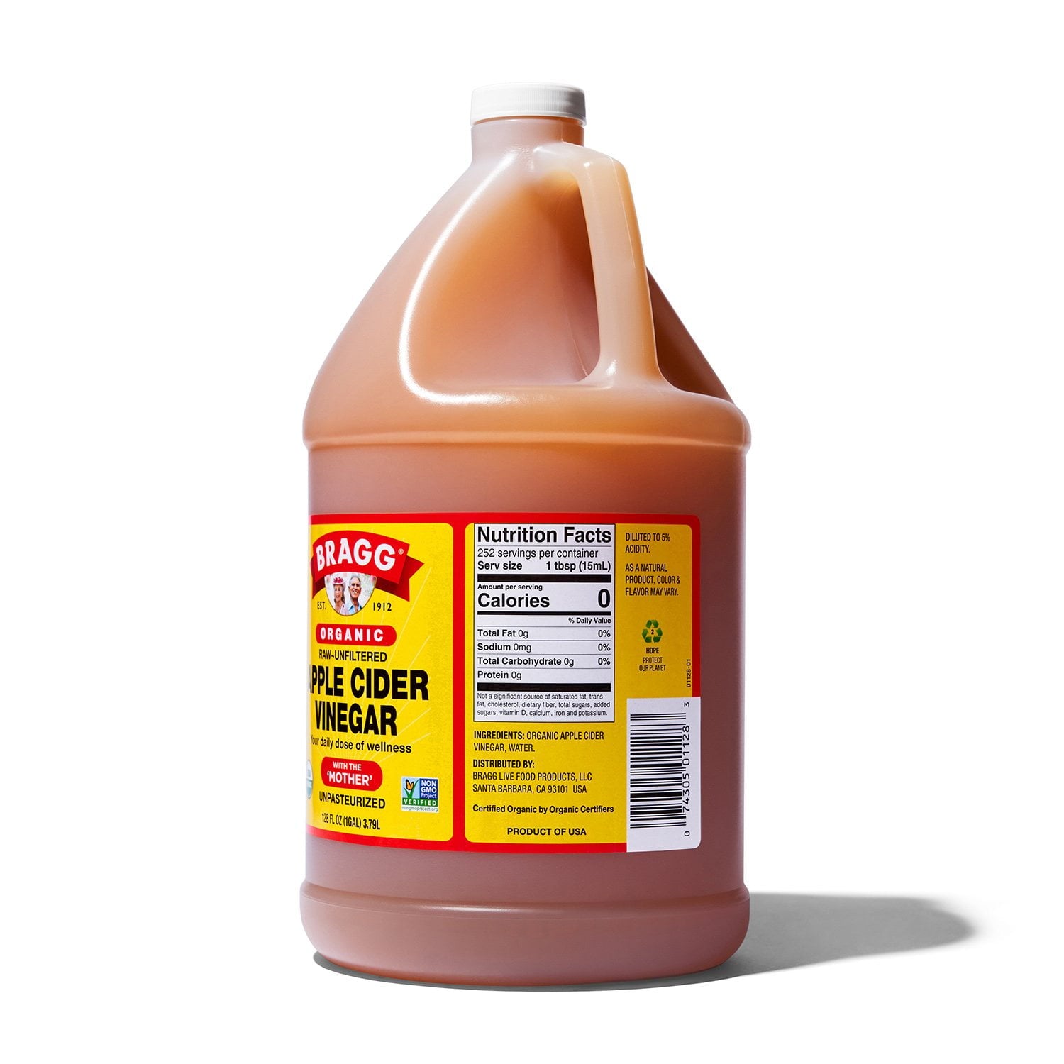 Bragg Organic Raw Unfiltered Apple Cider Vinegar, 128 fl. oz.