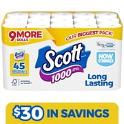 Scott 1000 1-Ply Toilet Paper 45 rolls, 1,000 sheets/roll
