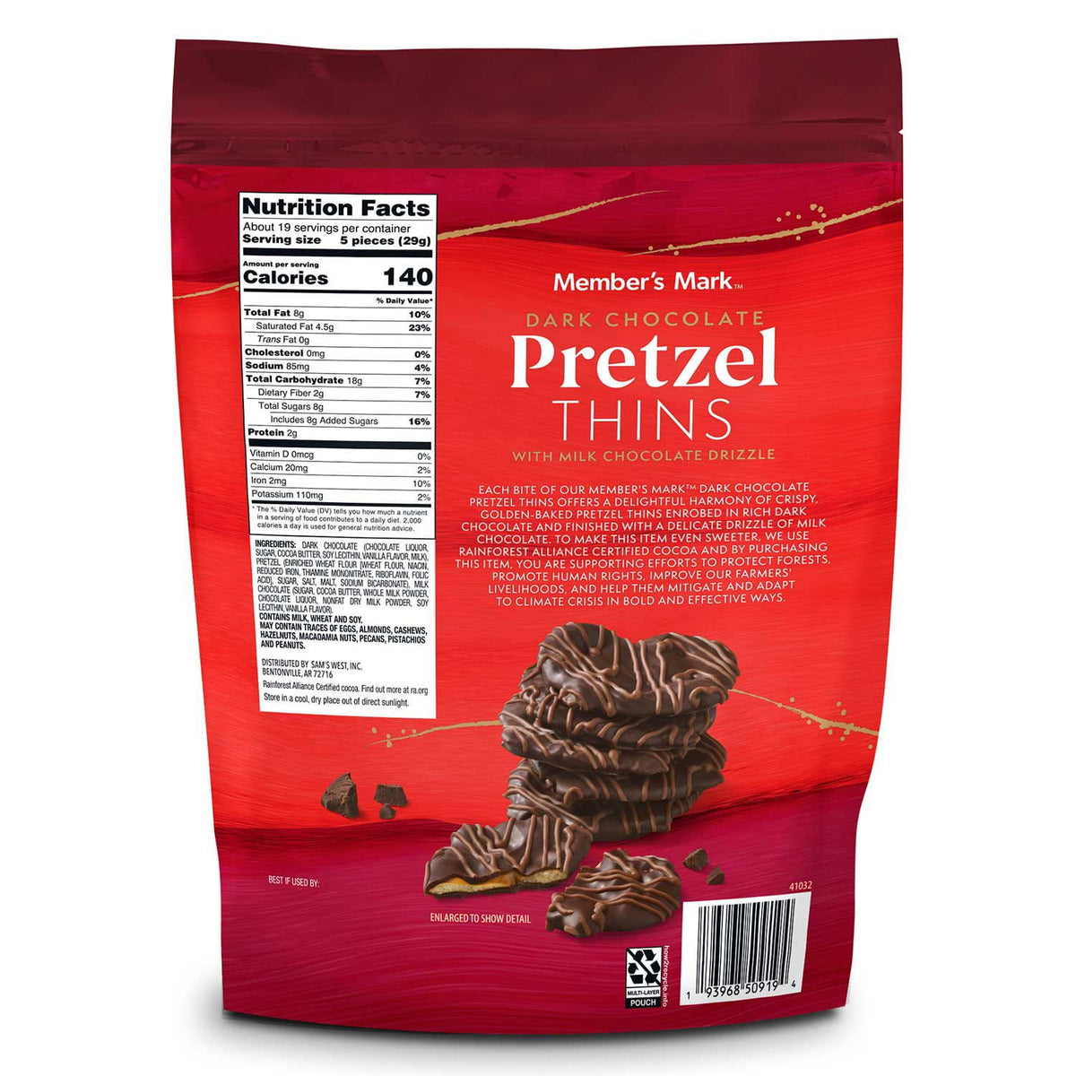 Member's Mark Dark Chocolate Pretzel Thins, 19.2 oz.