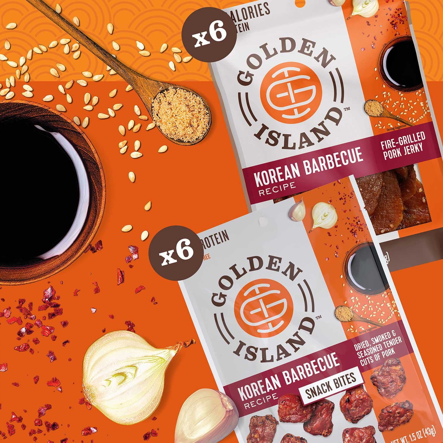 Golden Island Korean Barbecue Pork Jerky and Snack Bites, 1.50 oz., 12 pk.