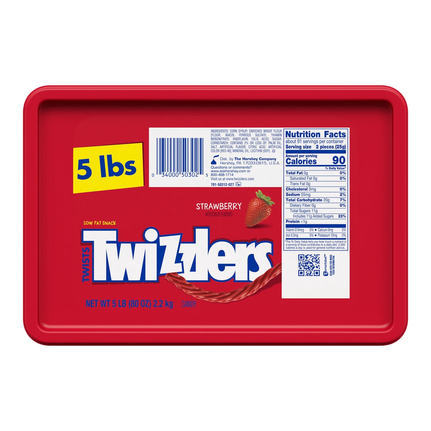 TWIZZLERS Twists Strawberry Flavored Licorice Style, Chewy Candy, 5 lbs.
