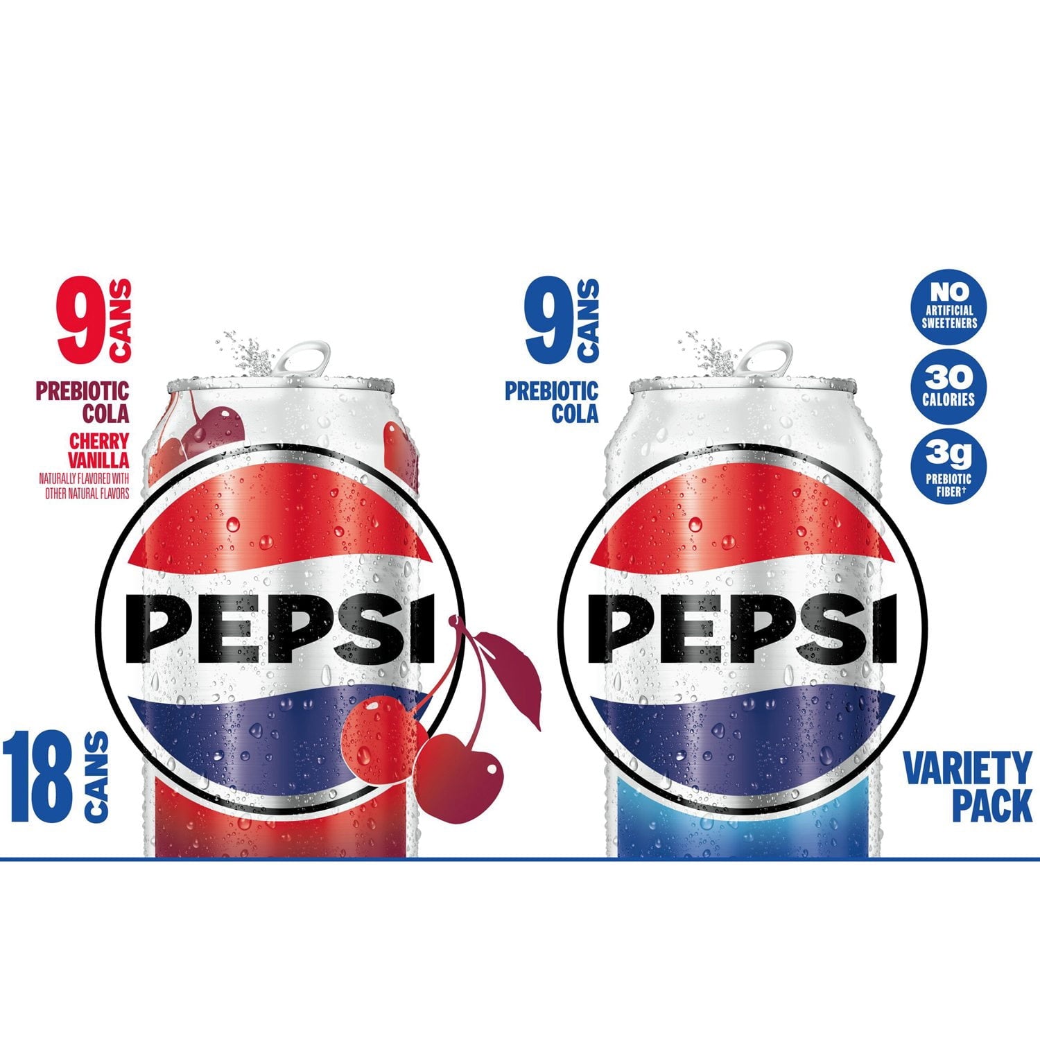 Pepsi Prebiotic Cola Club Variety Pack, 12 fl. oz., 18 pk.