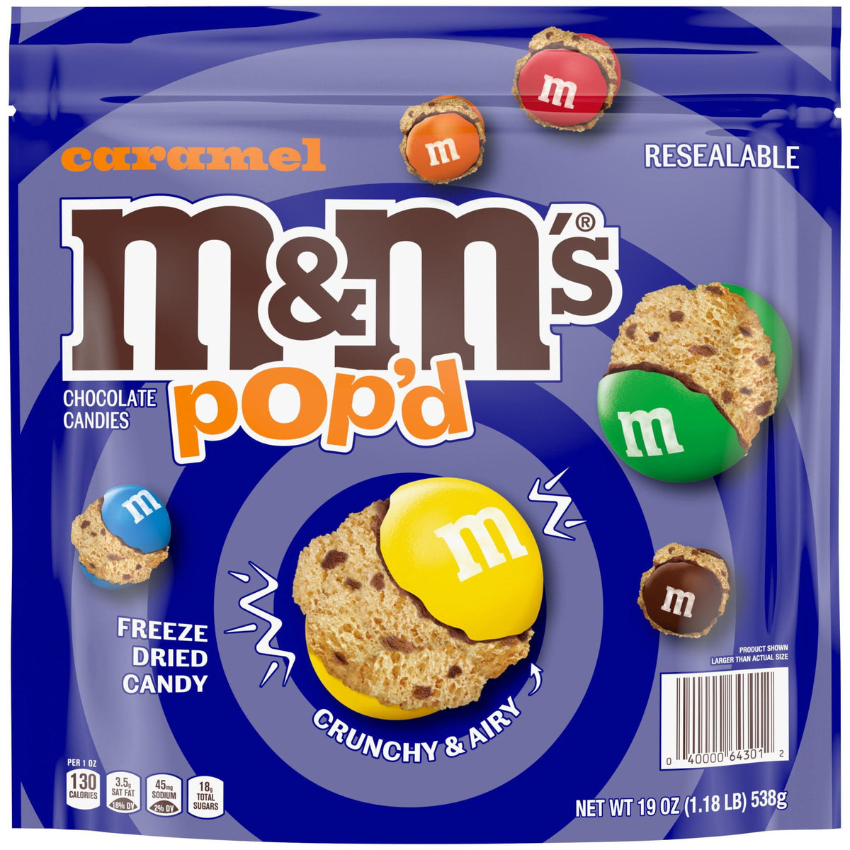 M&M'S Pop'd Caramel Chocolate Crunchy Candy, 19 oz.