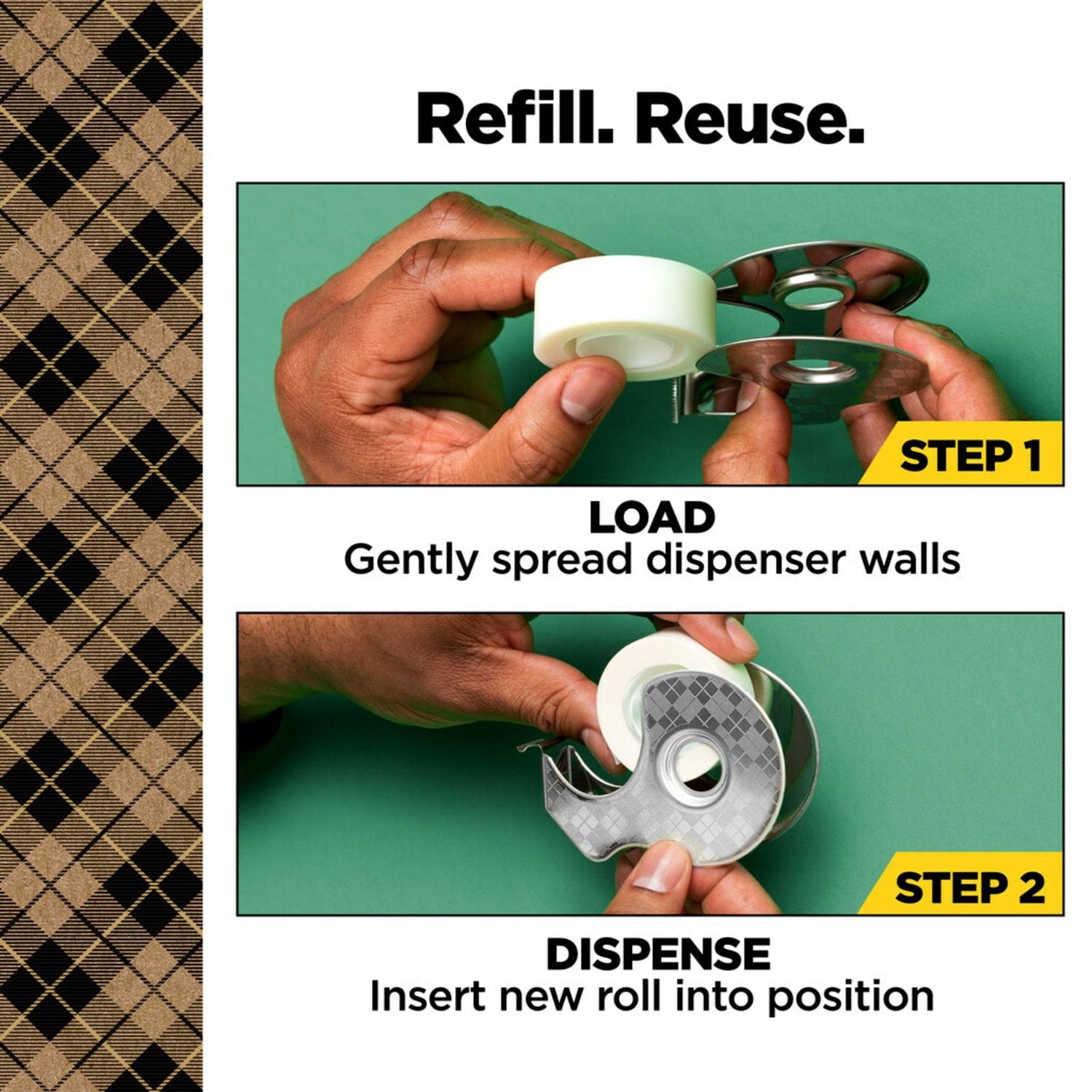 Scotch Stainless Steel Refillable Dispenser and Scotch Magic Tape with 66% Plant Based Adhesive, 0.75" x 550"