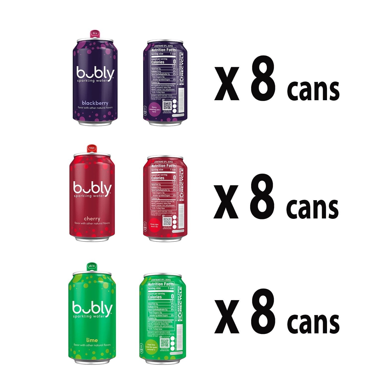 bubly Sparkling Water Variety Pack, 12 fl. oz., 24 pk.