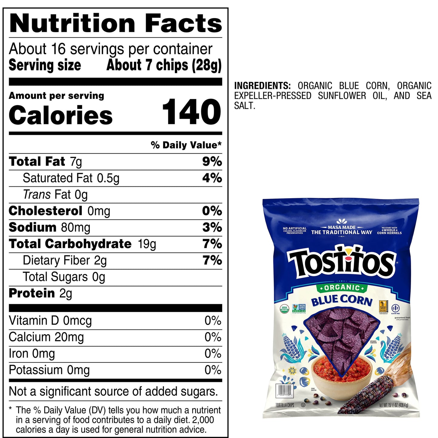 Tostitos Organic Blue Corn Tortilla Chips, 15.5 oz.