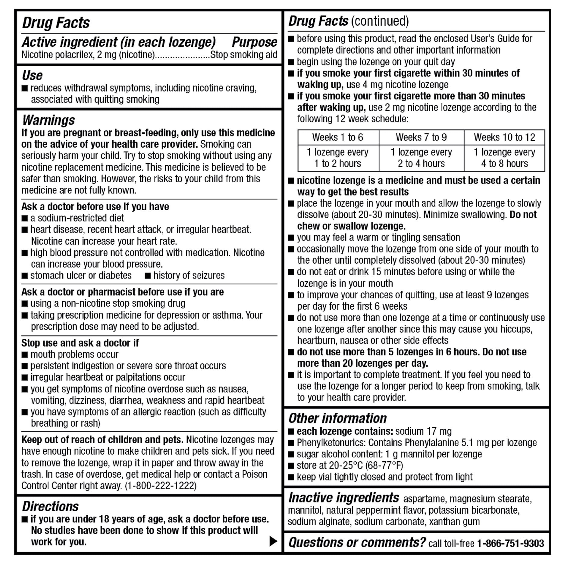 KIRKLAND SIGNATURE QUIT2 2MG LOZENGE MINT 270 COUNT • HSA/FSA ELIGIBLE • NICOTINE POLACRILEX • ACTIVE INGREDIENT