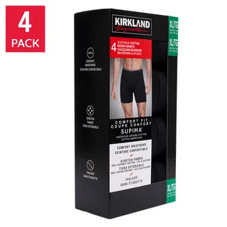 TURE KIRKLAND SIC MEN'S SUPIMA COTTON BOXER BRIEF 4 PK • 7700011 (M) 7700012 (L) • 7700013 (XI)