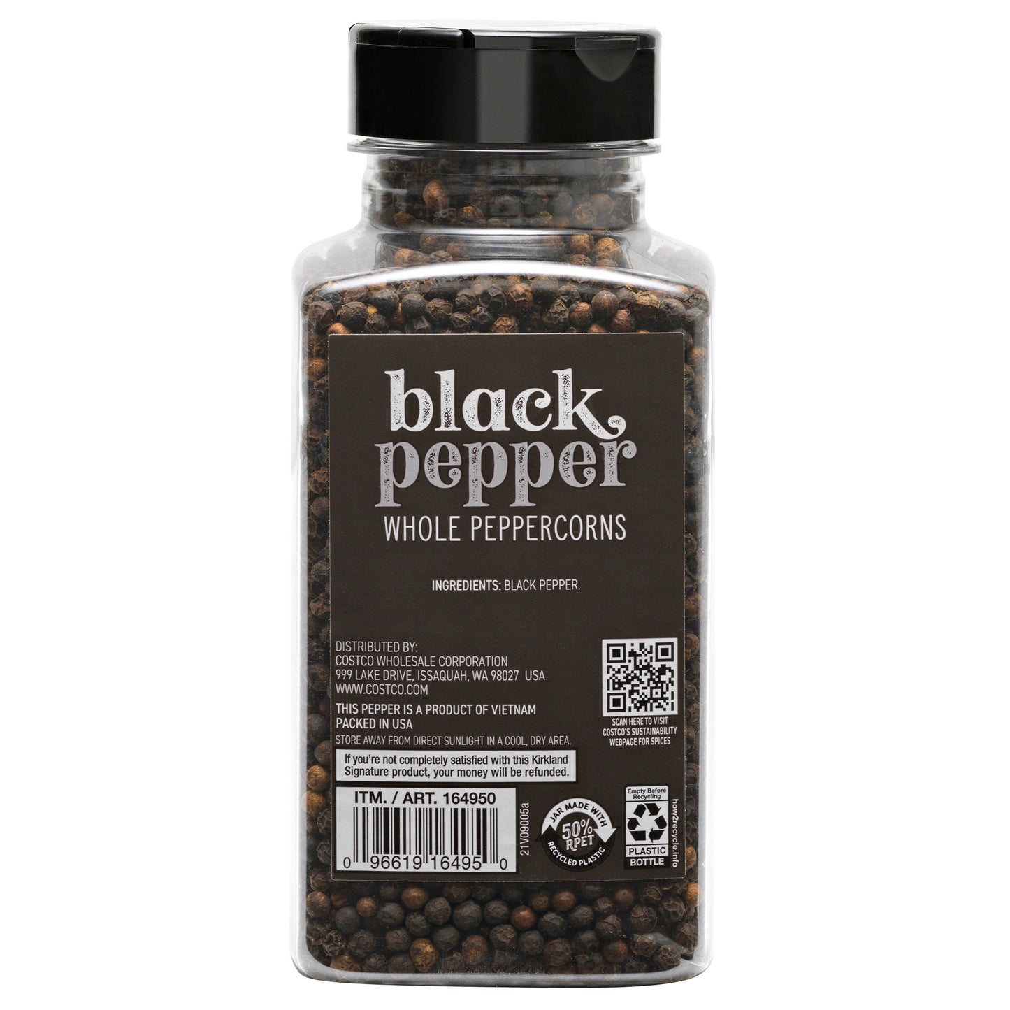 KIRKLAND SIGNATURE WHOLE BLACK PEPPERCORN 14.1 OZ