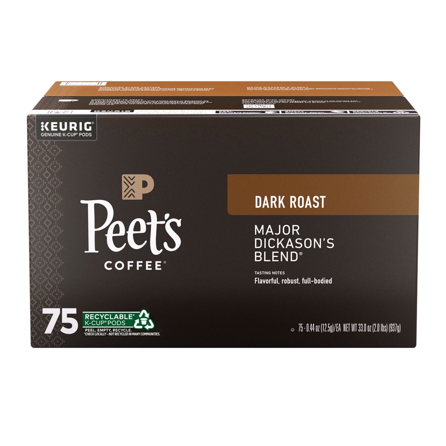 DARK ROAST PEET'S MAJOR DICKASONS 75 CT K-CUP PODS