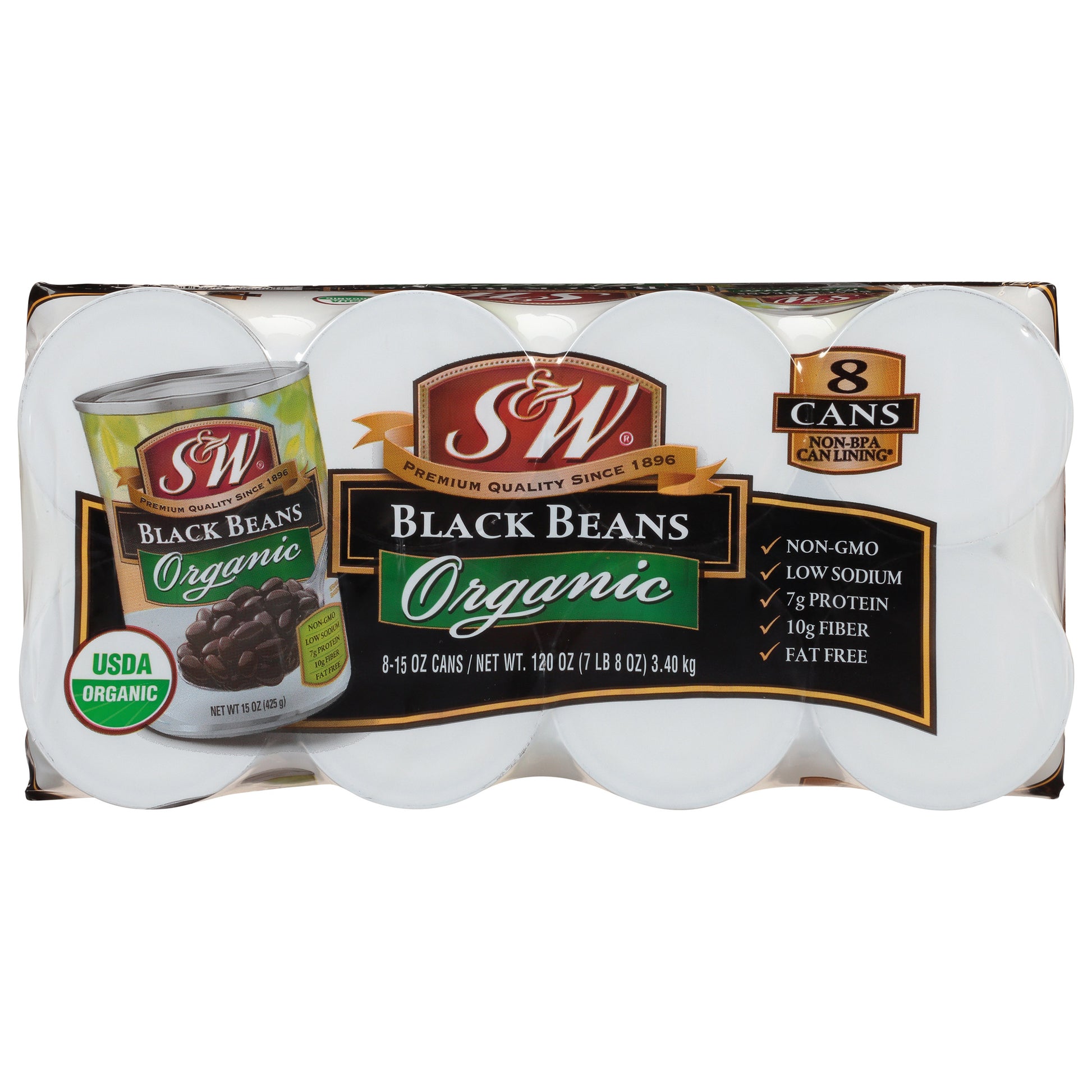 S& W ORGANIC BLACK BEANS 8/15 OZ