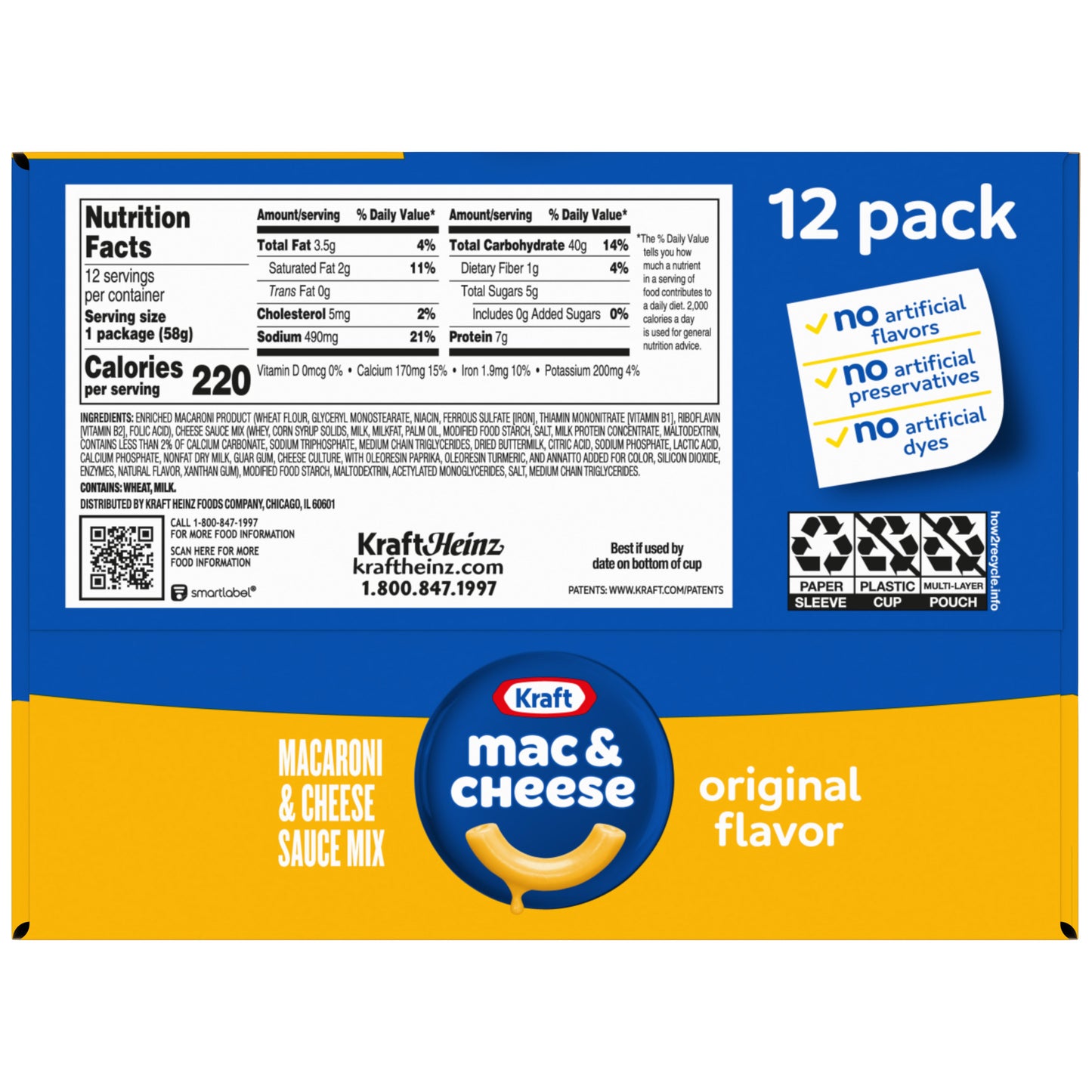 KRAFT MAC & CHEESE CUPS 12/2.05 OZ