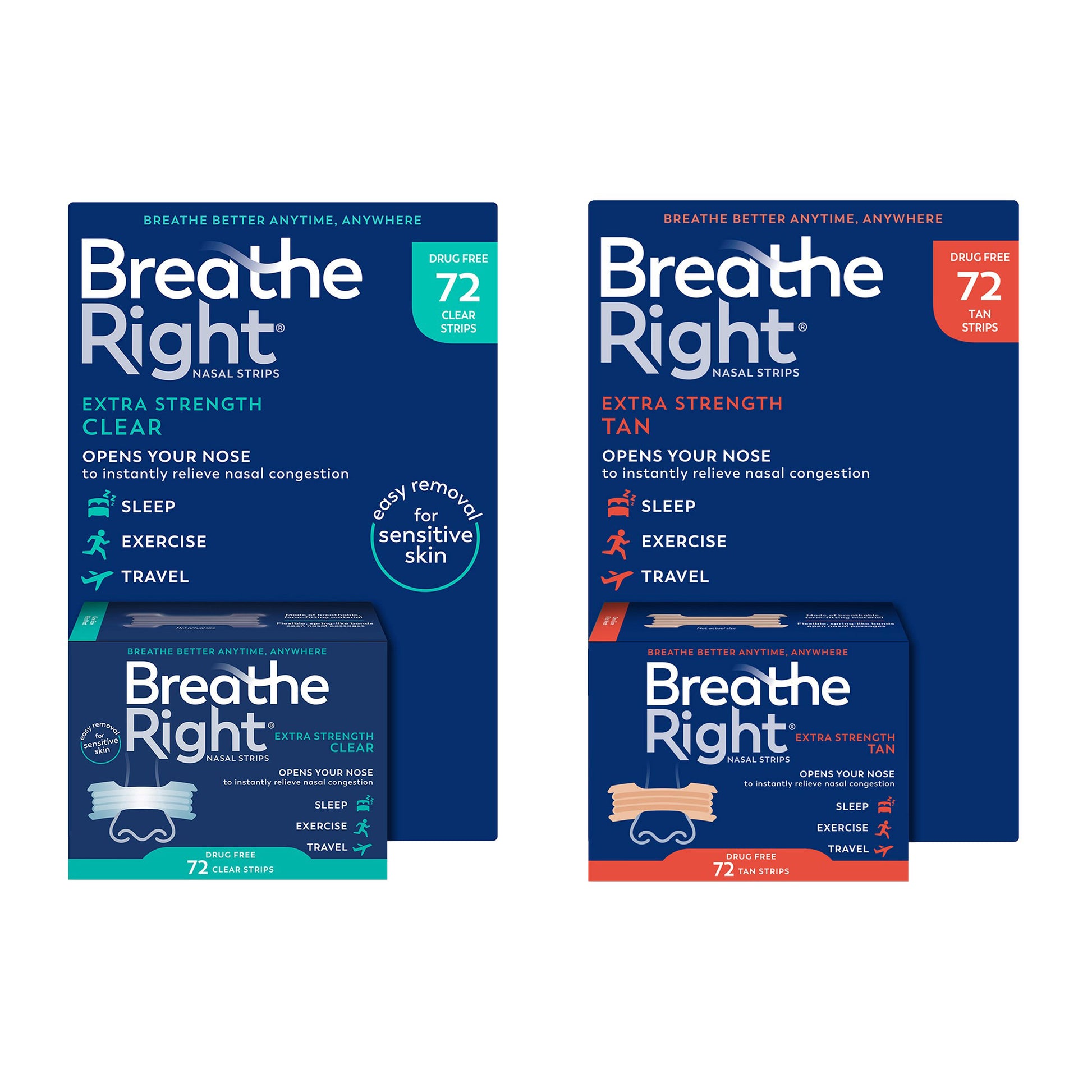BREATHE RIGHT EXTRA NASAL STRIPS TAN 72 COUNT