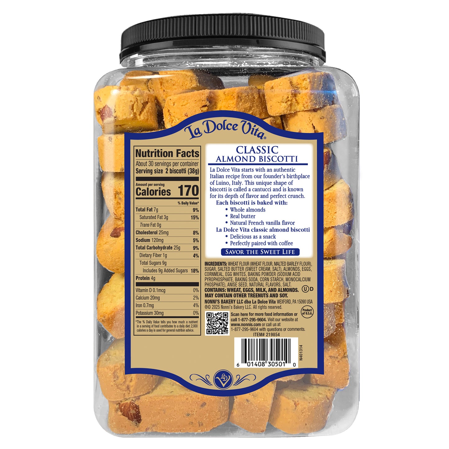 LA DOLCE VITA CLASSIC ALMOND BISCOTTI 40 OZ