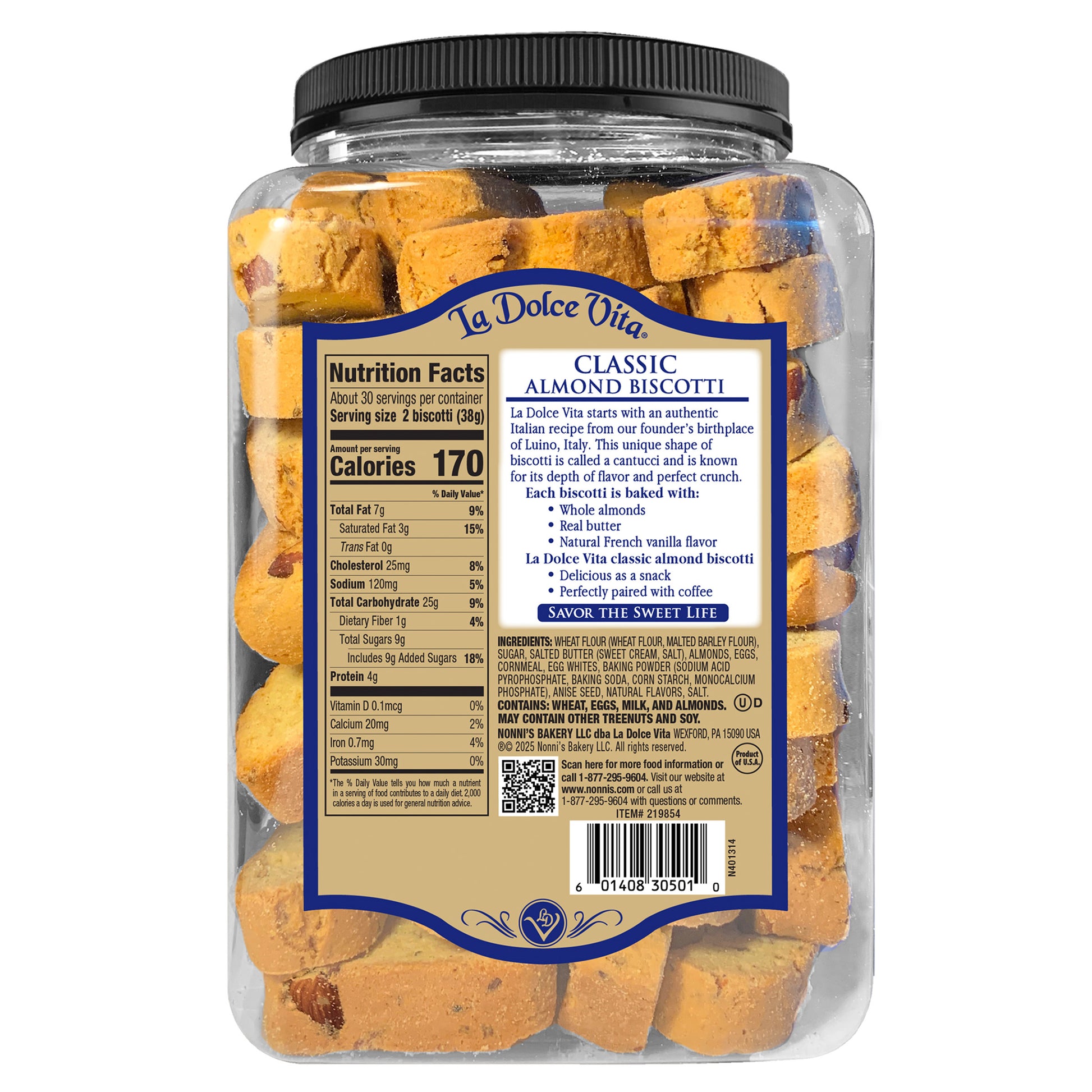LA DOLCE VITA CLASSIC ALMOND BISCOTTI 40 OZ