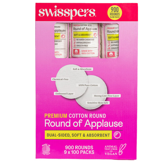 SWISSPERS HYPOALLERGENIC COTTON ROUNDS 900 CT